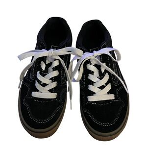 Vans Kids Black Suede Sneakers with White Laces